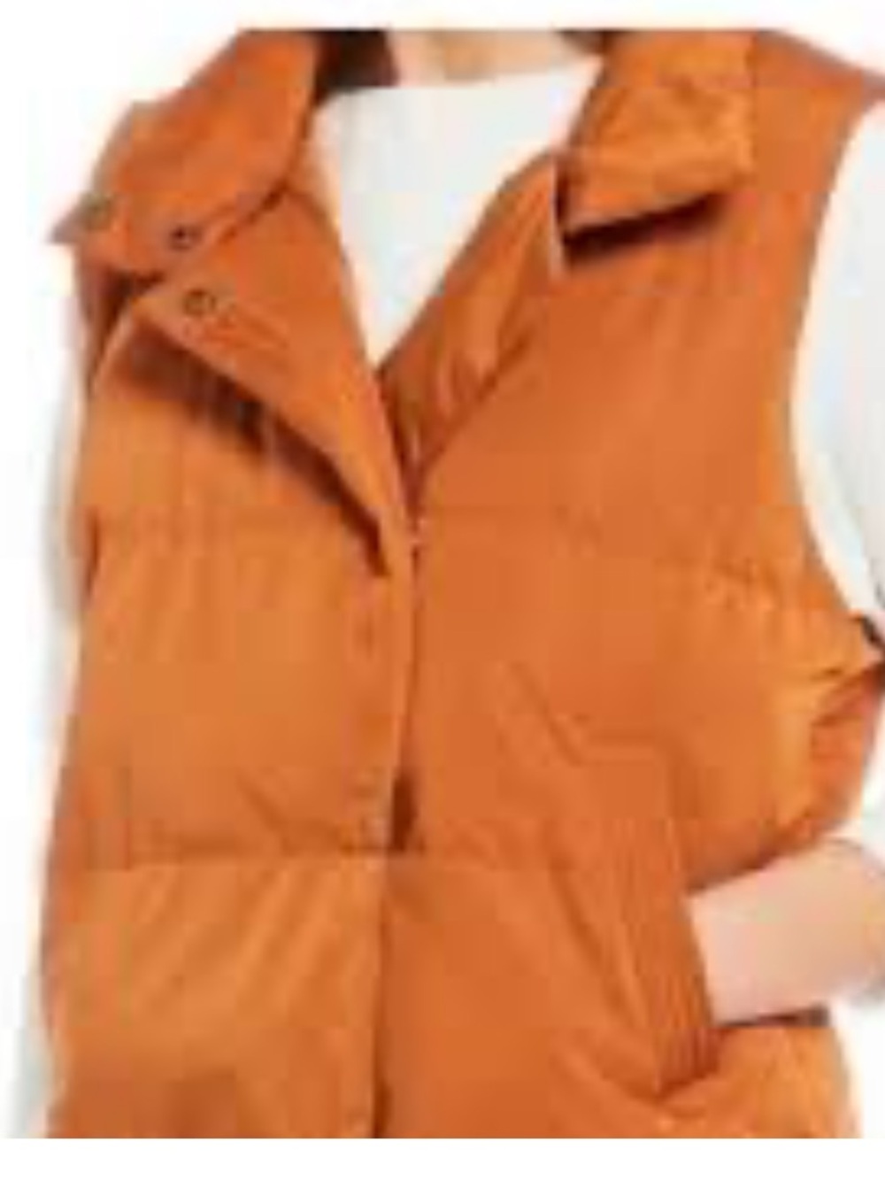 Gibson Latimer Rust Orange Double Snap Closure Mock Neck Chunky Puffer Vest